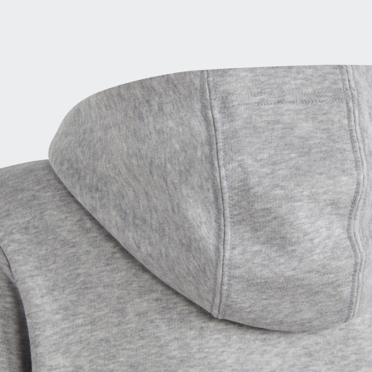 Adidas Moletom Com Capuz Cinza Médio Grande Logotipo Essencial De Algodão