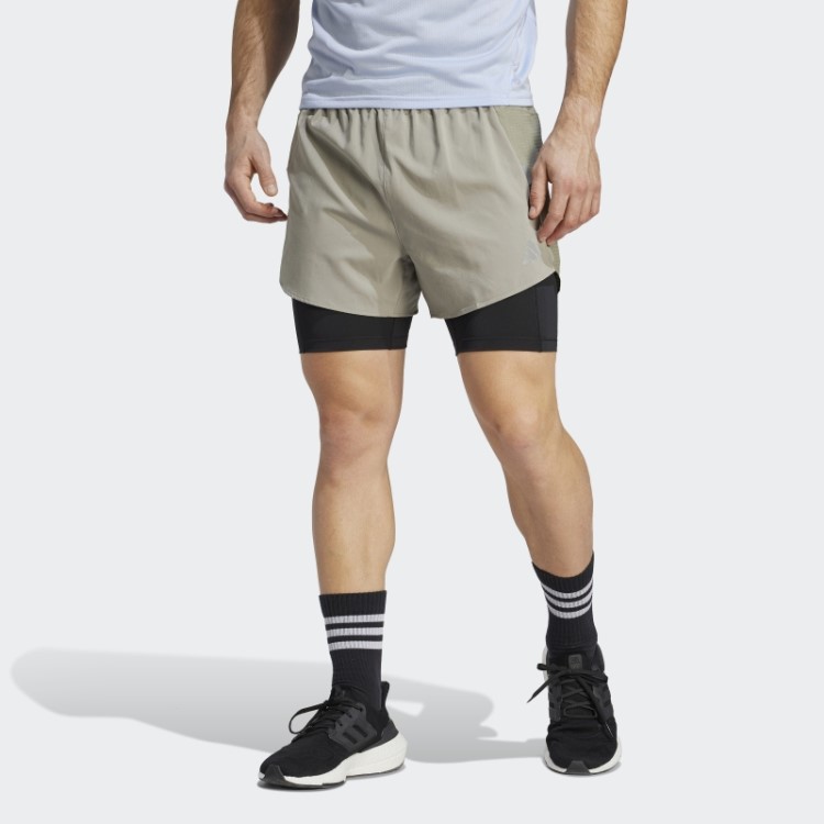 Adidas Silver Pebble Projetado Para Shorts 2 Em 1 De Corrida