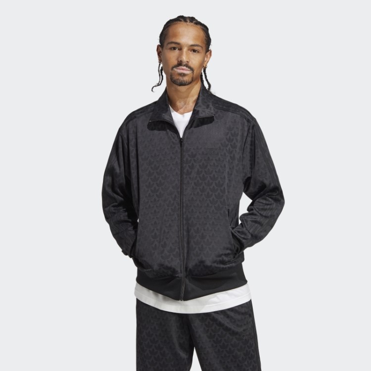 Jaqueta Preta Com Monograma Gráfico Adidas