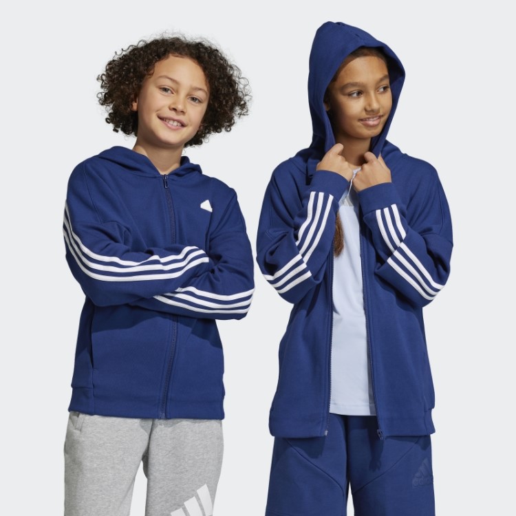 Adidas Blue Future Icons 3 Listras Com Capuz E Zíper Completo