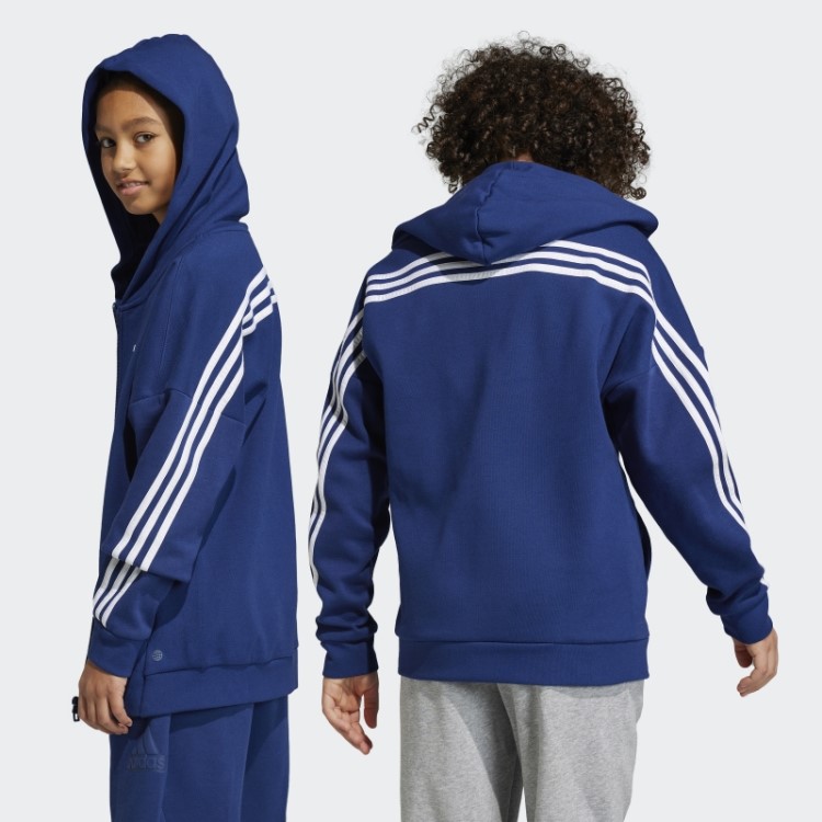 Adidas Blue Future Icons 3 Listras Com Capuz E Zíper Completo