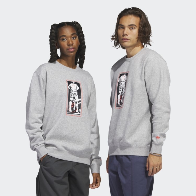 Moletom Gola Redonda Shmoofoil Gráfico Cinza Médio Adidas