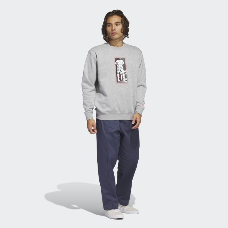 Moletom Gola Redonda Shmoofoil Gráfico Cinza Médio Adidas
