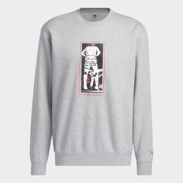 Moletom Gola Redonda Shmoofoil Gráfico Cinza Médio Adidas