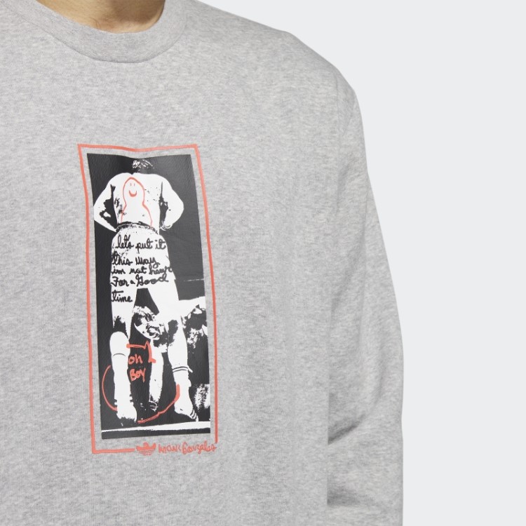 Moletom Gola Redonda Shmoofoil Gráfico Cinza Médio Adidas