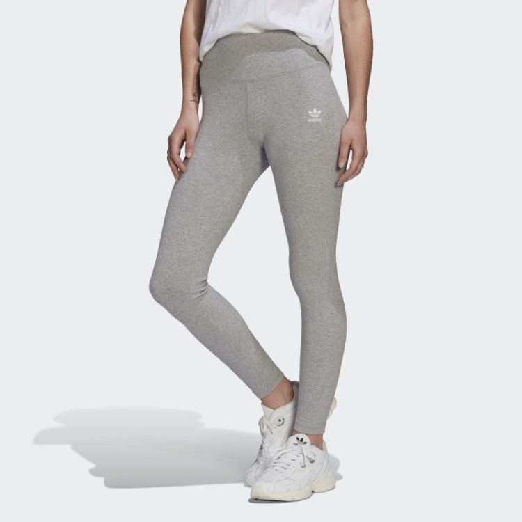 Leggings Adicolor Cinza Médio Essenciais + Nervuras Comprimento 7/8 Adidas