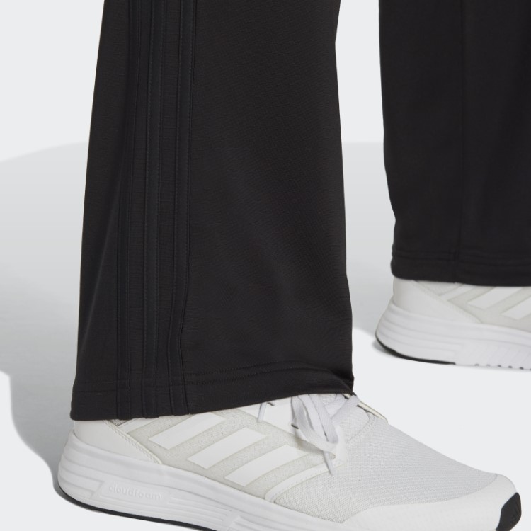 Calça Esportiva Preta Adidas Primegreen Essentials Com Bainha Aberta E As Três Listras