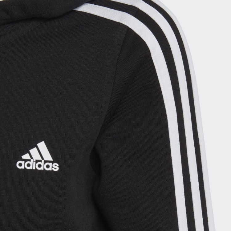 Essentials Moletom Com Capuz E Zíper Nas Três Listras Preto Adidas