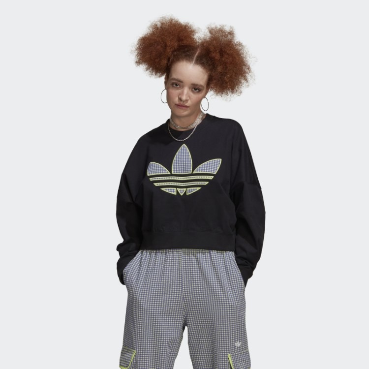 Moletom Solto Adidas Com Aplicação De Trevo Preto
