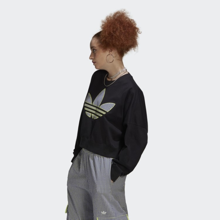 Moletom Solto Adidas Com Aplicação De Trevo Preto