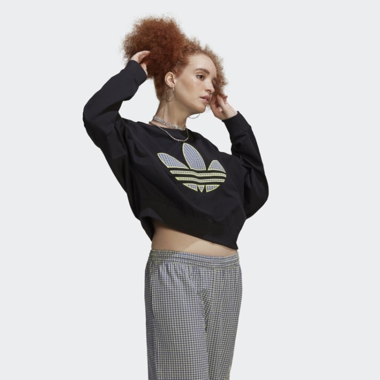 Moletom Solto Adidas Com Aplicação De Trevo Preto