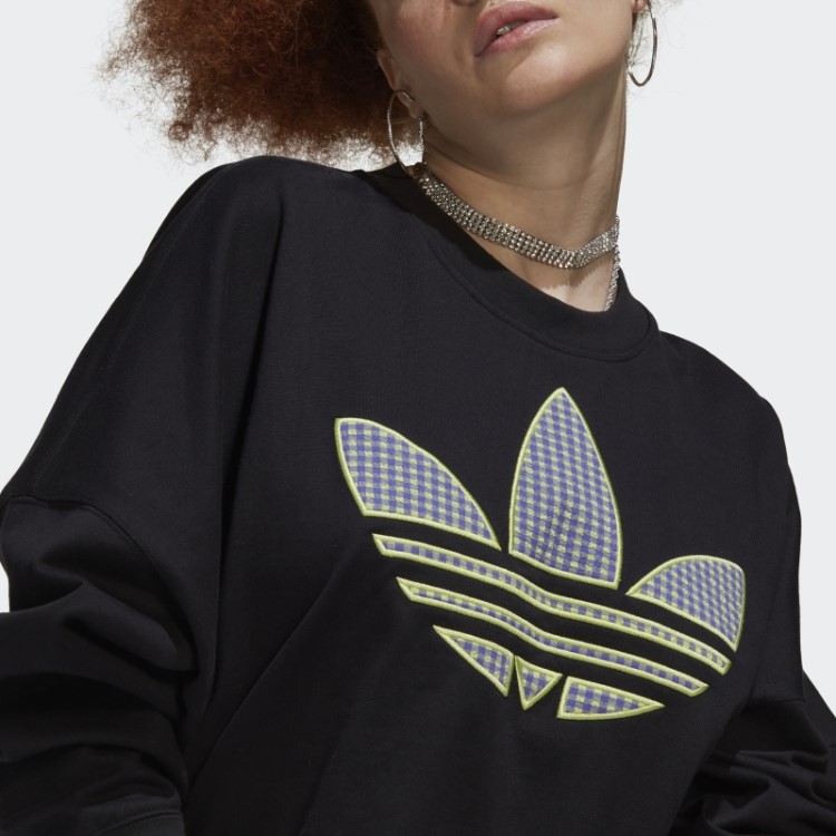 Moletom Solto Adidas Com Aplicação De Trevo Preto