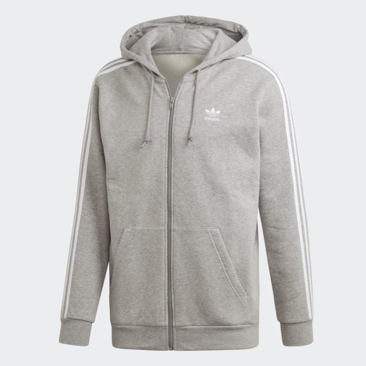 Moletom Cinza Médio Com As Três Listras Adidas