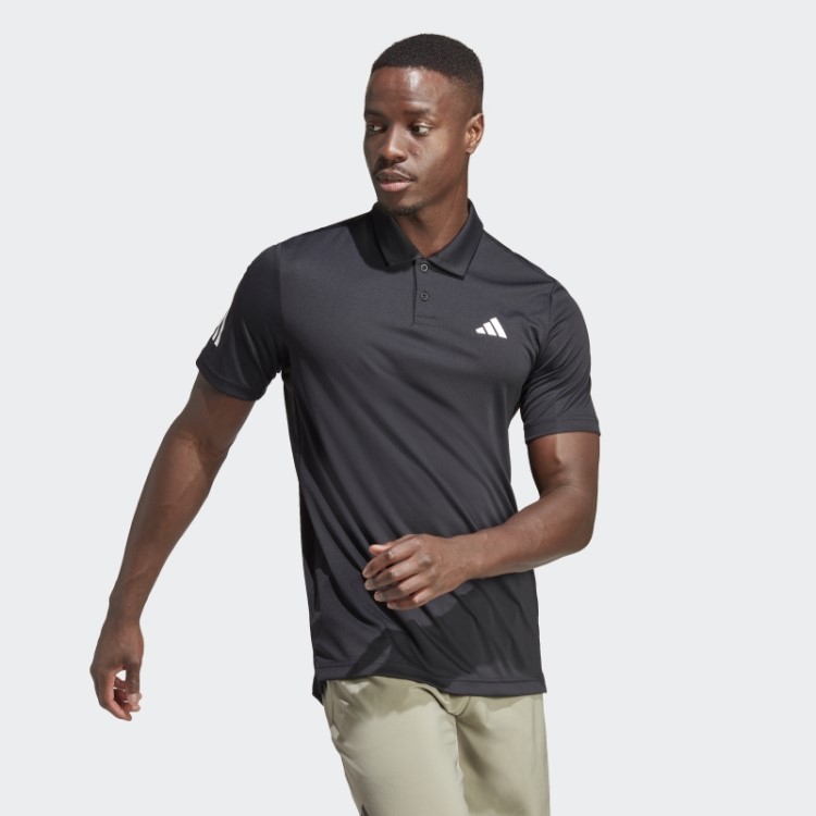 Adidas Club Camisa Polo De Tênis Com As Três Listras Preta