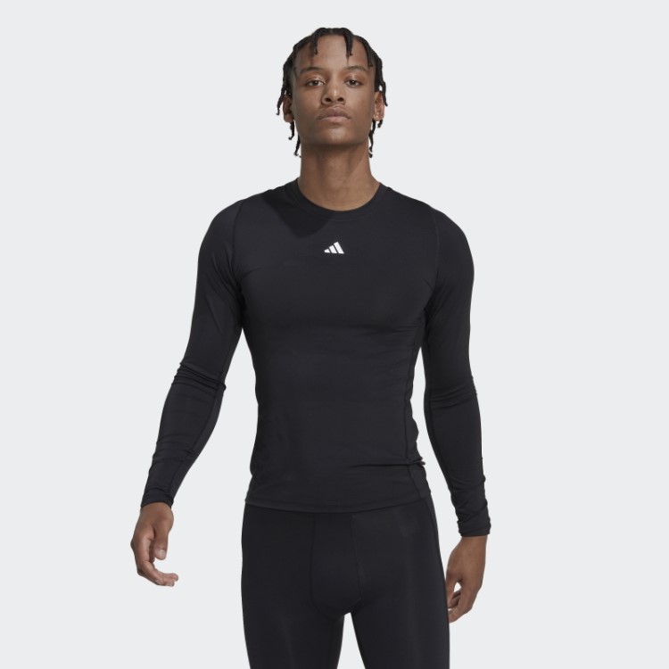 Camiseta Preta Techfit Manga Longa Adidas