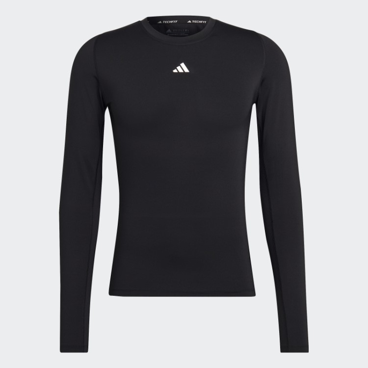 Camiseta Preta Techfit Manga Longa Adidas