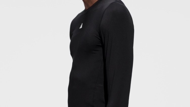Blusa De Manga Longa Preta Adidas Techfit Training
