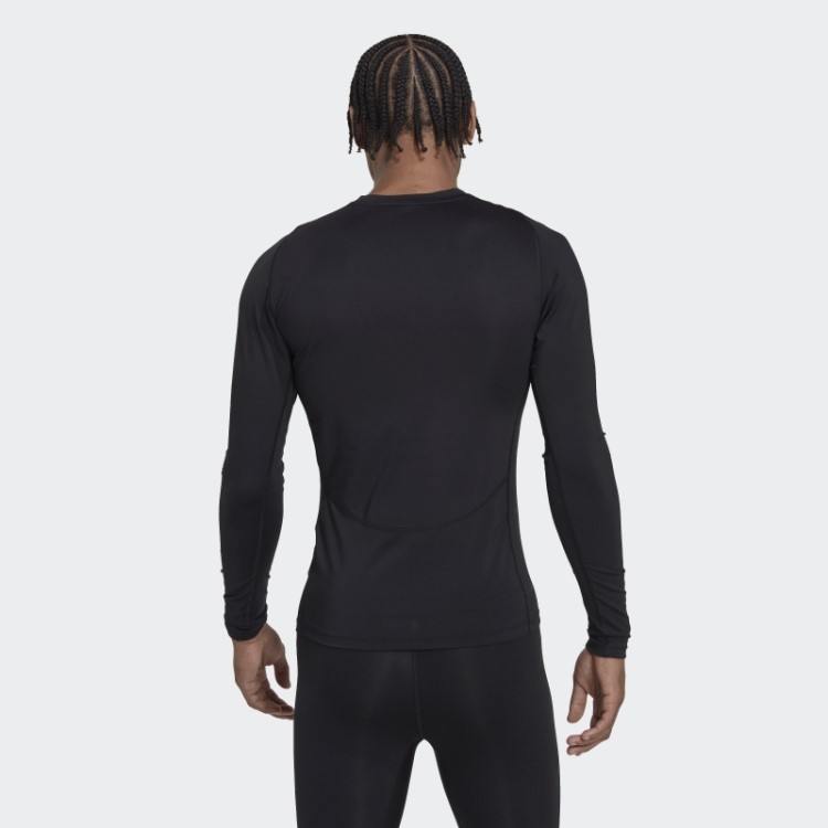 Blusa De Manga Longa Preta Adidas Techfit Training