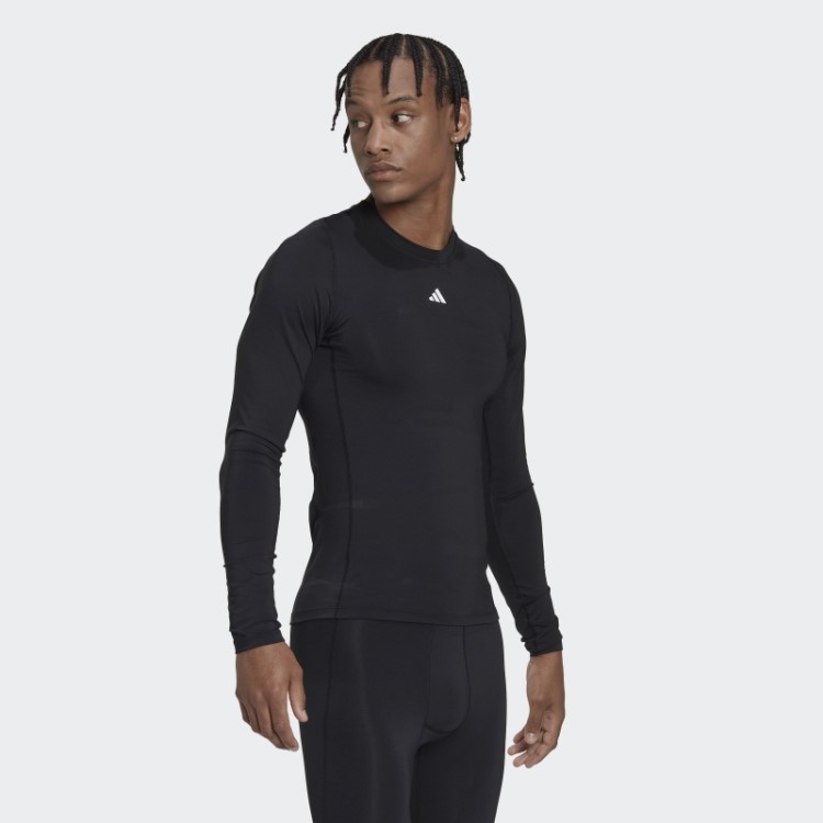 Blusa De Manga Longa Preta Adidas Techfit Training