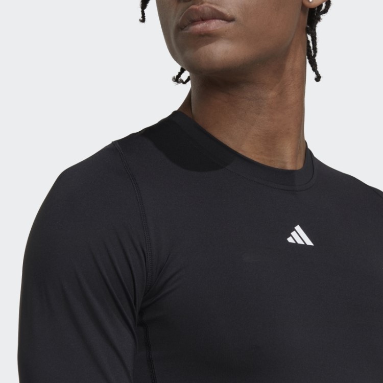 Blusa De Manga Longa Preta Adidas Techfit Training