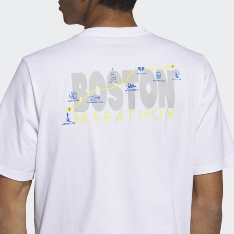 Boston Marathon 2023 Map T-shirt Branca Adidas