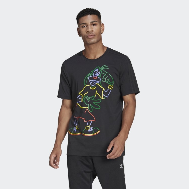 Camiseta Preta Disney Mickey And Friends Goofy Adidas