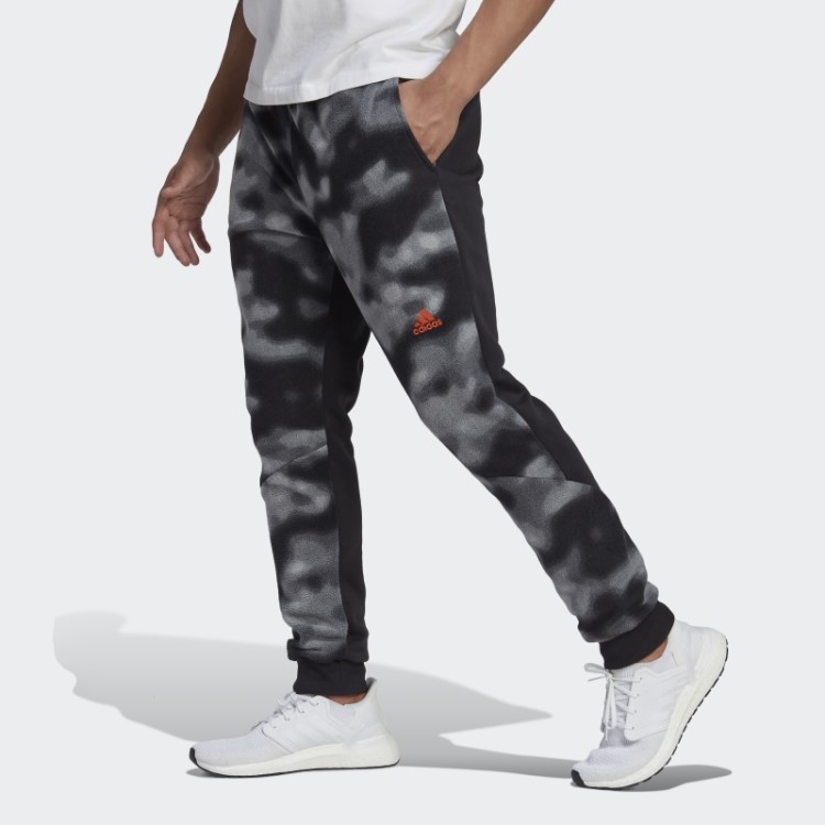Calça De Lã Polar Com Estampa Natural Adidas Preta
