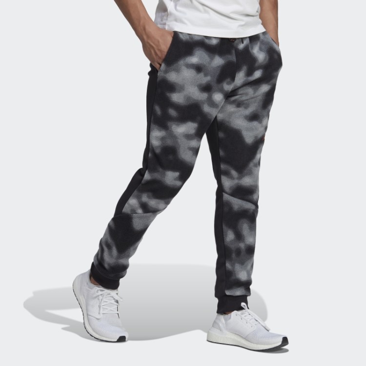 Calça De Lã Polar Com Estampa Natural Adidas Preta