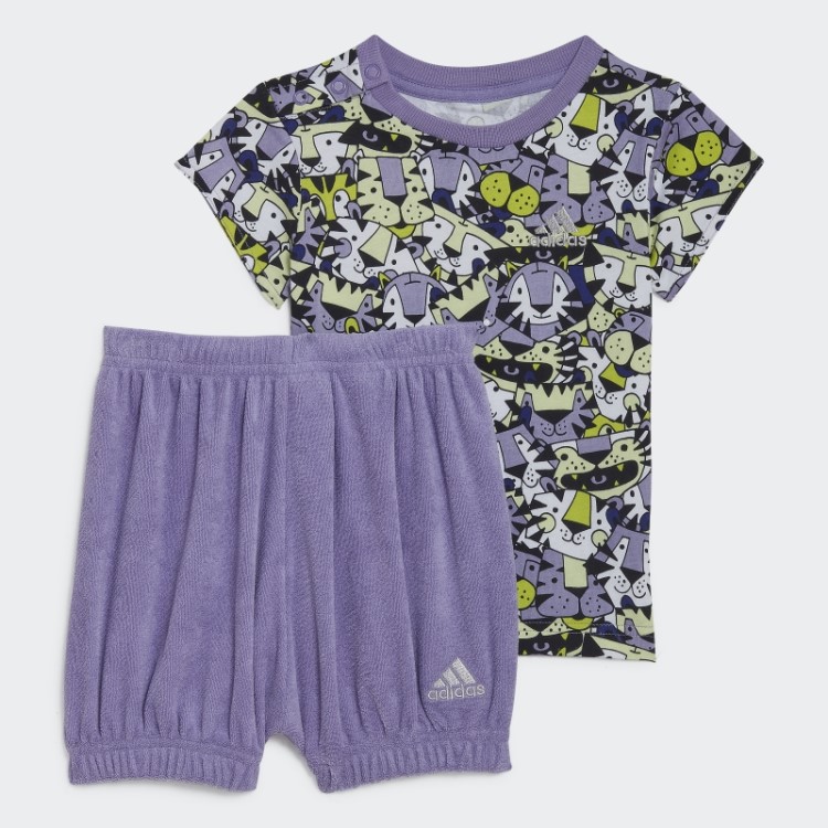 Conjunto De Verão Gráfico Amarelo Adidas X Marimekko