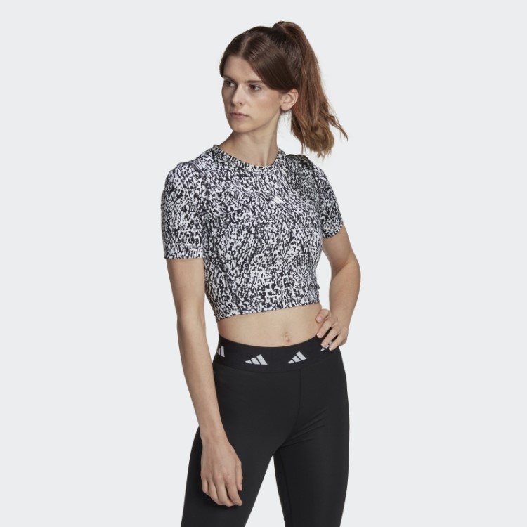 Top Cropped Branco Para Treino Com Estampa Techfit Da Adidas
