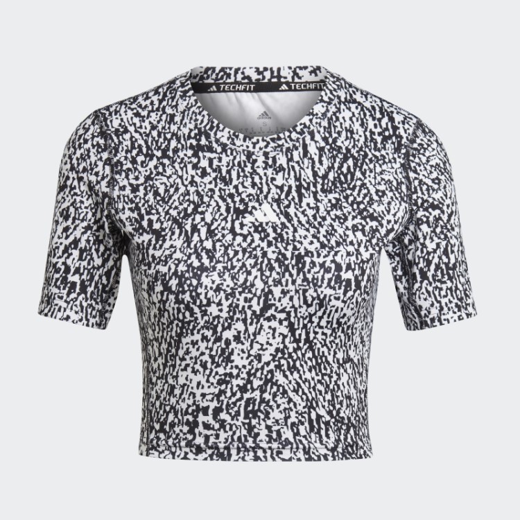 Top Cropped Branco Para Treino Com Estampa Techfit Da Adidas