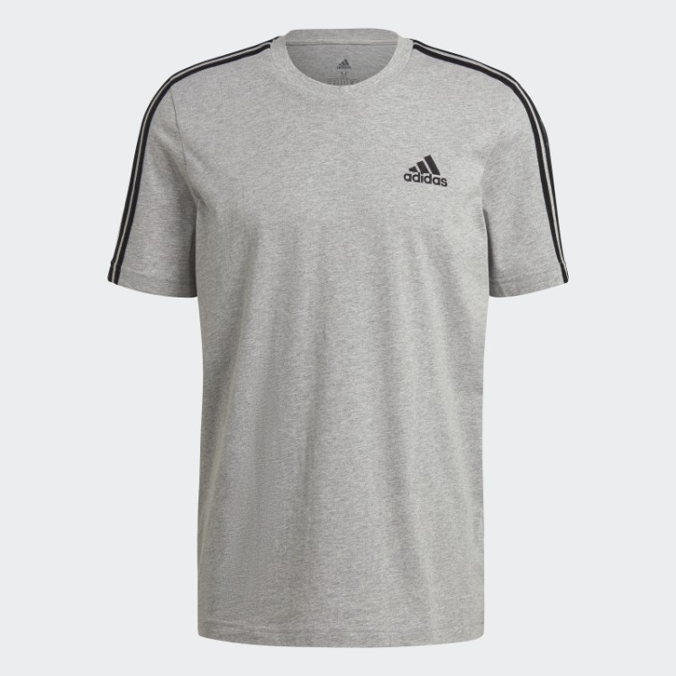 Camiseta Com As Três Listras Cinza Médio Adidas Essentials