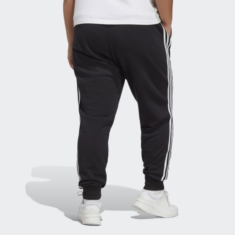 Calça Felpuda 3 Listras Essentials French Terry (tamanho Grande) Preta Adidas