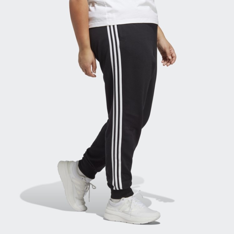 Calça Felpuda 3 Listras Essentials French Terry (tamanho Grande) Preta Adidas