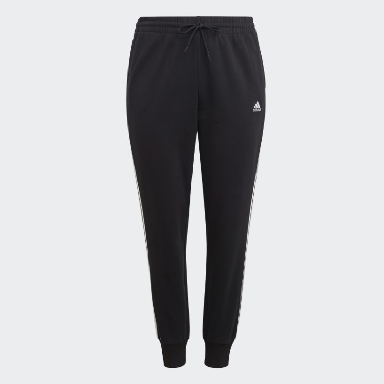 Calça Felpuda 3 Listras Essentials French Terry (tamanho Grande) Preta Adidas