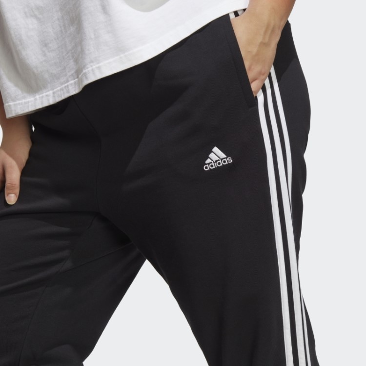 Calça Felpuda 3 Listras Essentials French Terry (tamanho Grande) Preta Adidas