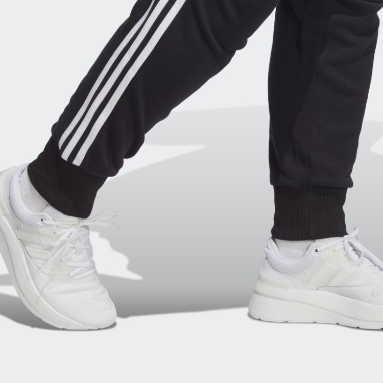 Calça Felpuda 3 Listras Essentials French Terry (tamanho Grande) Preta Adidas