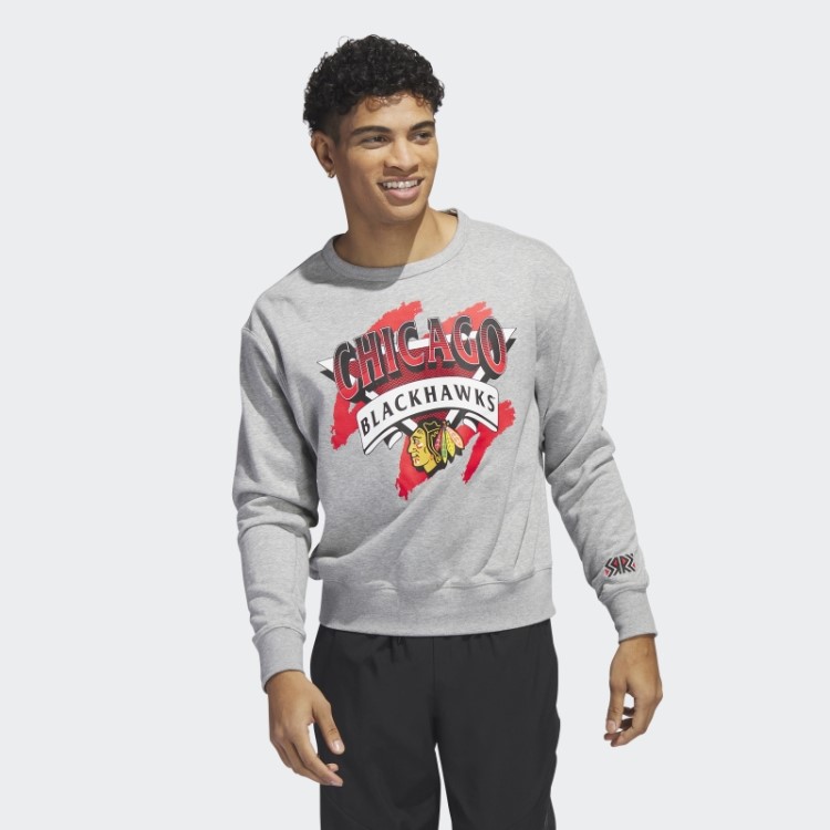 Blackhawks Moletom Vintage Crew Cinza Médio Adidas