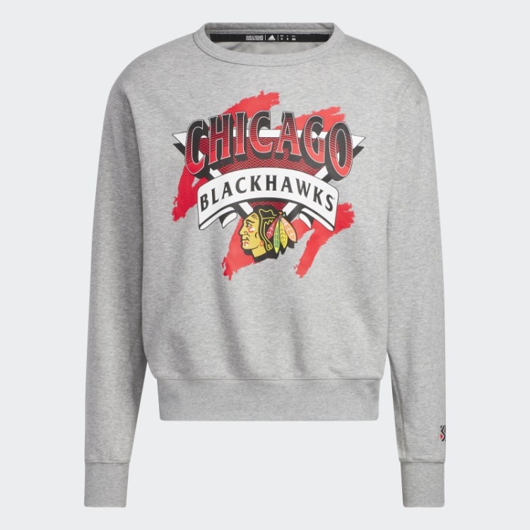 Blackhawks Moletom Vintage Crew Cinza Médio Adidas