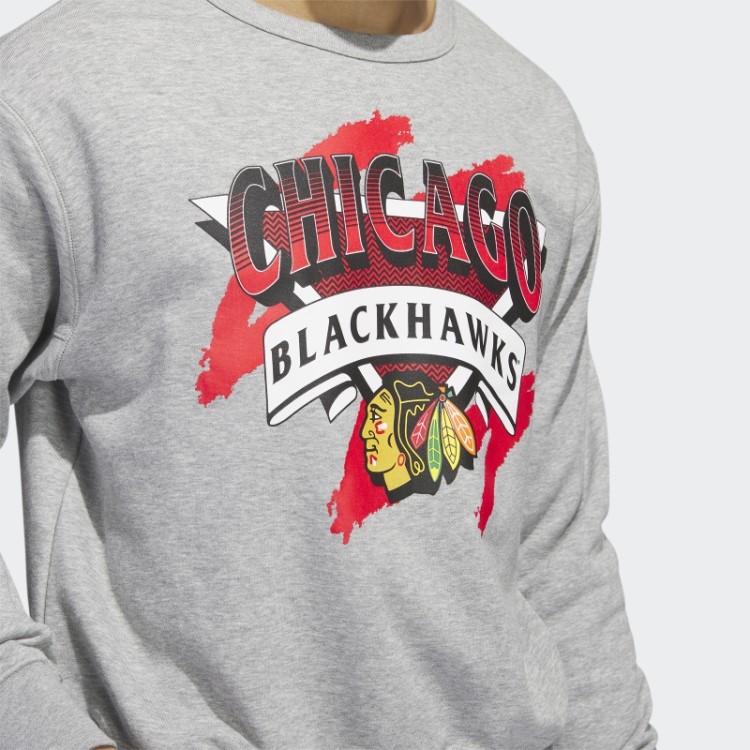 Blackhawks Moletom Vintage Crew Cinza Médio Adidas