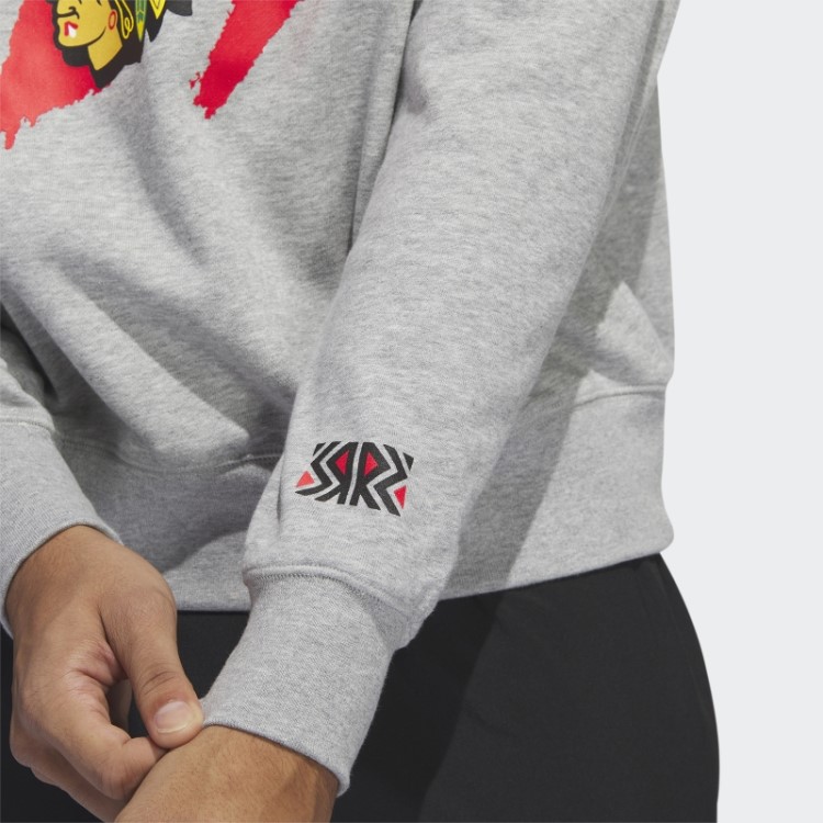 Blackhawks Moletom Vintage Crew Cinza Médio Adidas