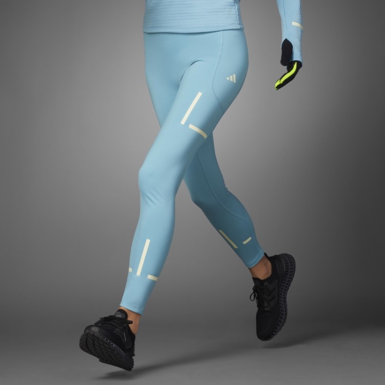 Legging De Corrida Longa Azul Adidas Fast Impact Reflect At Night X-city