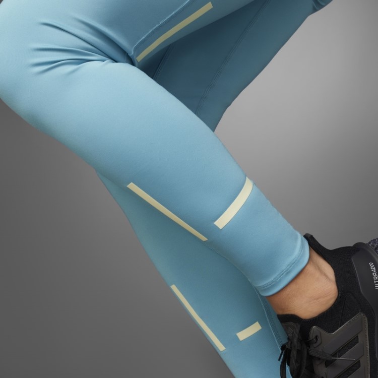 Legging De Corrida Longa Azul Adidas Fast Impact Reflect At Night X-city