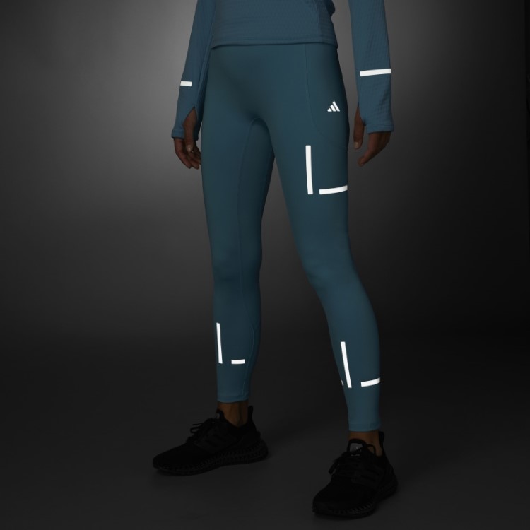 Legging De Corrida Longa Azul Adidas Fast Impact Reflect At Night X-city