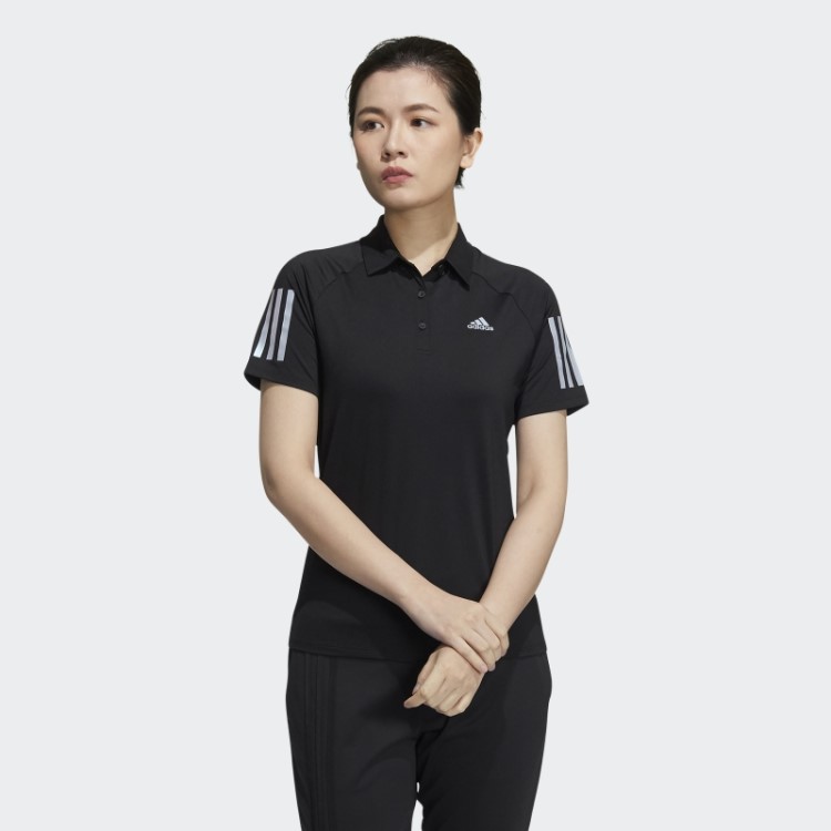 Camisa Polo Preta Com As Três Listras Adidas