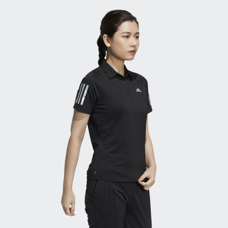 Camisa Polo Preta Com As Três Listras Adidas