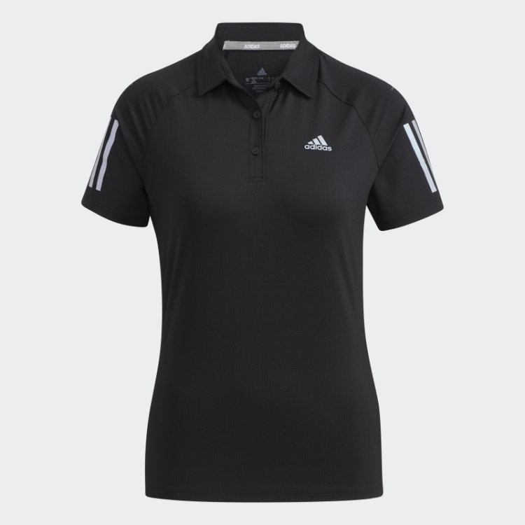 Camisa Polo Preta Com As Três Listras Adidas