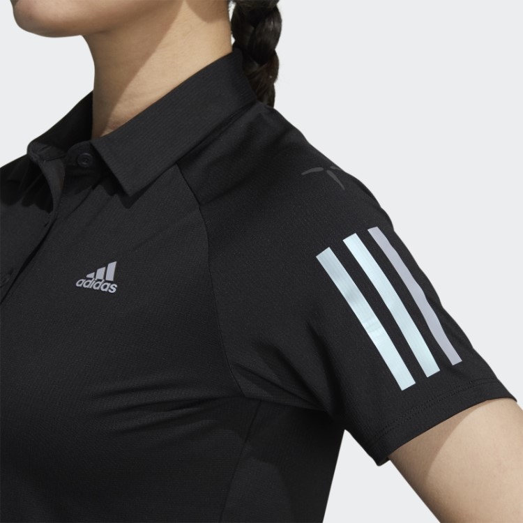 Camisa Polo Preta Com As Três Listras Adidas