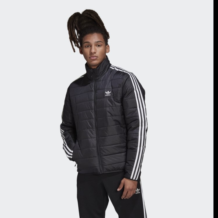 Jaqueta Puffer Gola Alta Acolchoada Preta Adidas