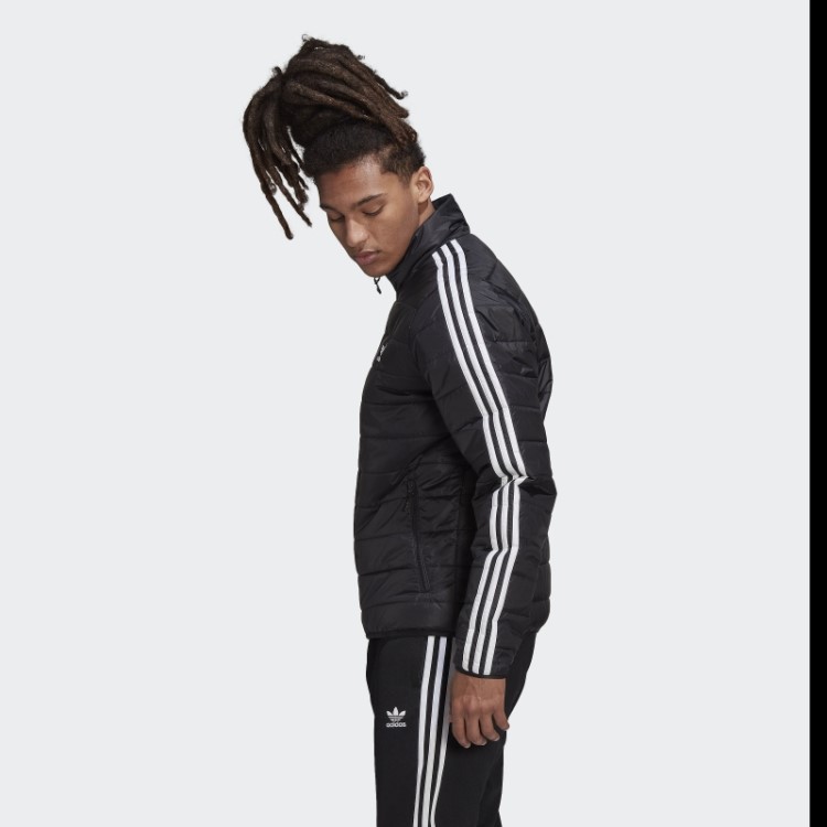Jaqueta Puffer Gola Alta Acolchoada Preta Adidas